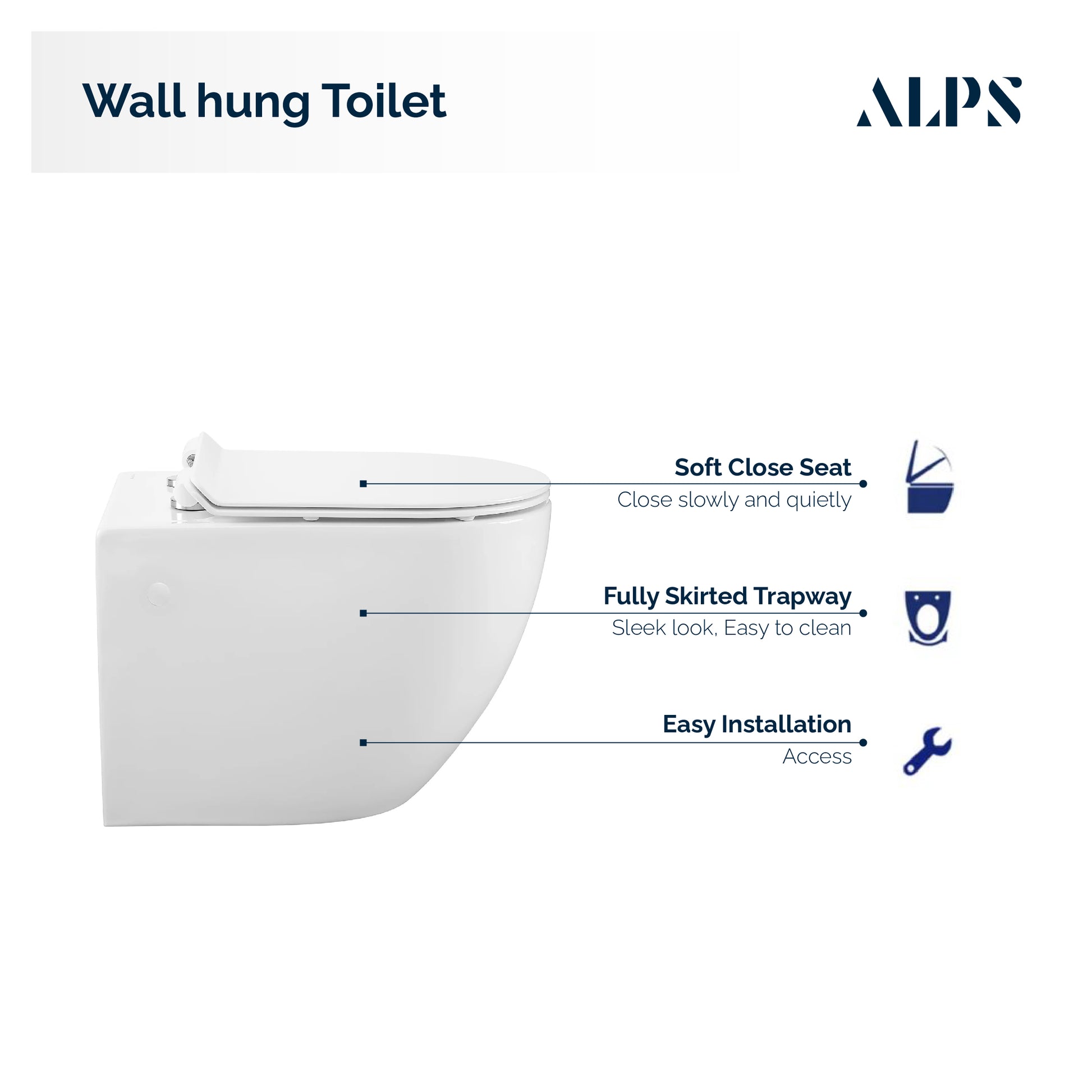 Alps Wall Hung Toilet KW-99046 - Complete Set With Geberit Carrier - Golzar Home