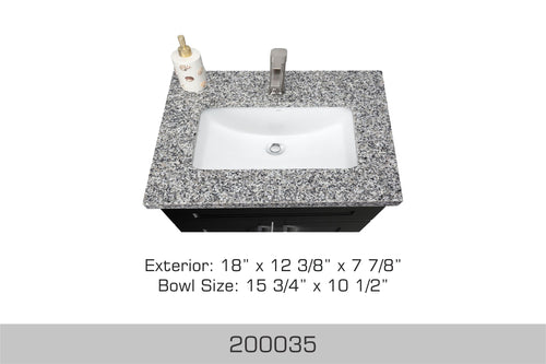 Bosco Undercounter Bathroom Sink 18 x 12 3/8"