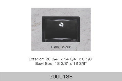 Bosco Black Undermount Bathroom Sink 20 3/4″ x 14 3/4″