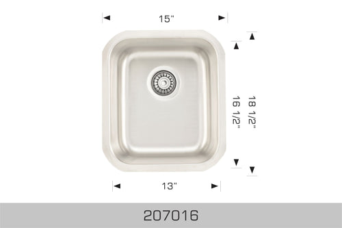 Bosco Builder Series Undermount Kitchen Sink 15 x 18.5