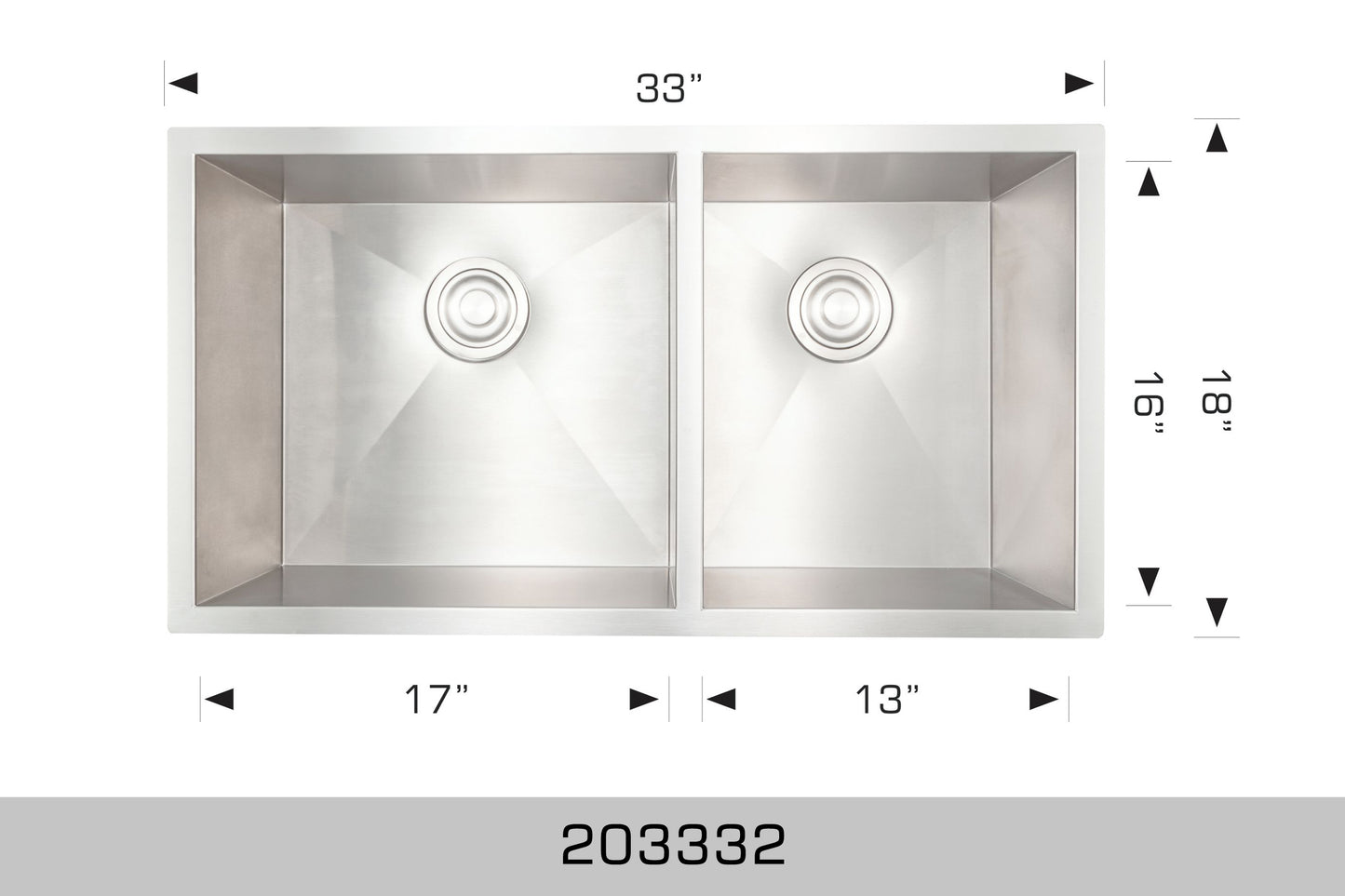 Bosco 203332 33" Stainless Steel Undermount Kitchen Sink