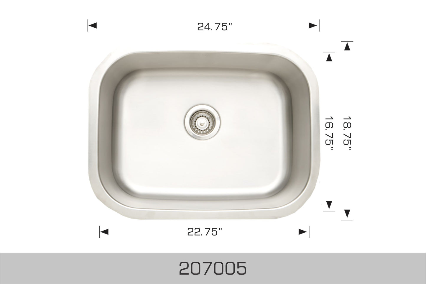 Bosco Standard Serie Undermount Kitchen Sink 24.75 x 18.75