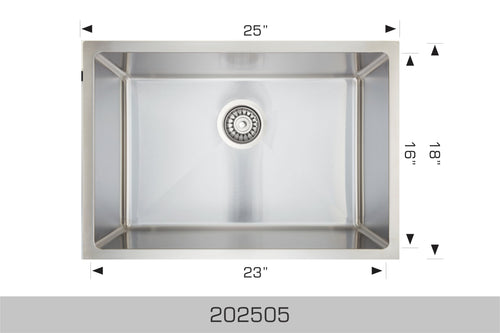 Bosco 202505 25" Stainless Steel Undermount Sink