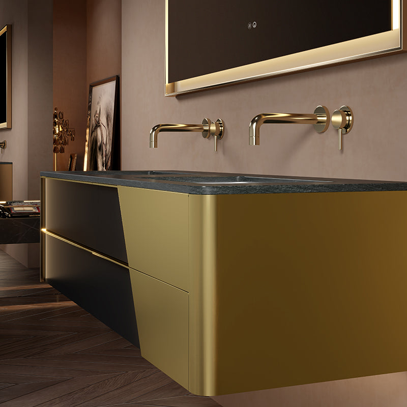 Solis Framed LED Bathroom Mirror | Brushed Gold Stainless Steel with Anti-Fog