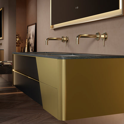 Solis Framed LED Bathroom Mirror | Brushed Gold Stainless Steel with Anti-Fog