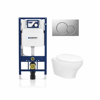 Caroma Somerton Wall-Mounted Elongated Toilet Dual-Flush 1.28/0.8 gpf with Geberit Carrier & Seat