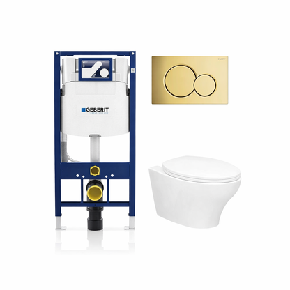 Caroma Somerton Wall-Mounted Elongated Toilet Dual-Flush 1.28/0.8 gpf with Geberit Carrier & Seat
