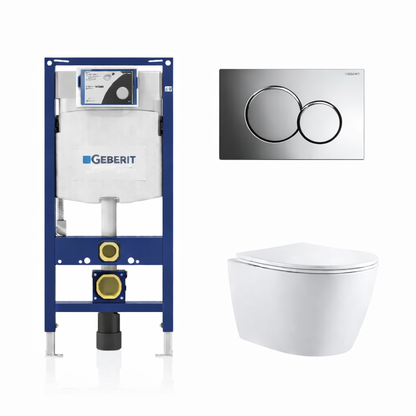 Kodaen Parma Wall-Mounted Elongated Toilet Dual-Flush 1.6/1.1 gpf with Geberit Carrier & Seat
