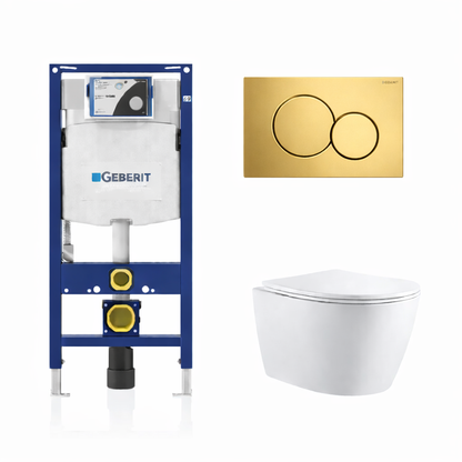 Kodaen Parma Wall-Mounted Elongated Toilet Dual-Flush 1.6/1.1 gpf with Geberit Carrier & Seat