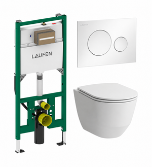 Laufen 2-Piece Toilet Elongated Dual-Flush Wall Mounted Toilet With In-Wall Tank (Seat Included) - Laufen Pro