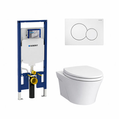 Toto AP Dual-Flush Wall-Mounted Toilet with Geberit Carrier & Seat (1.28/0.9 gpf)