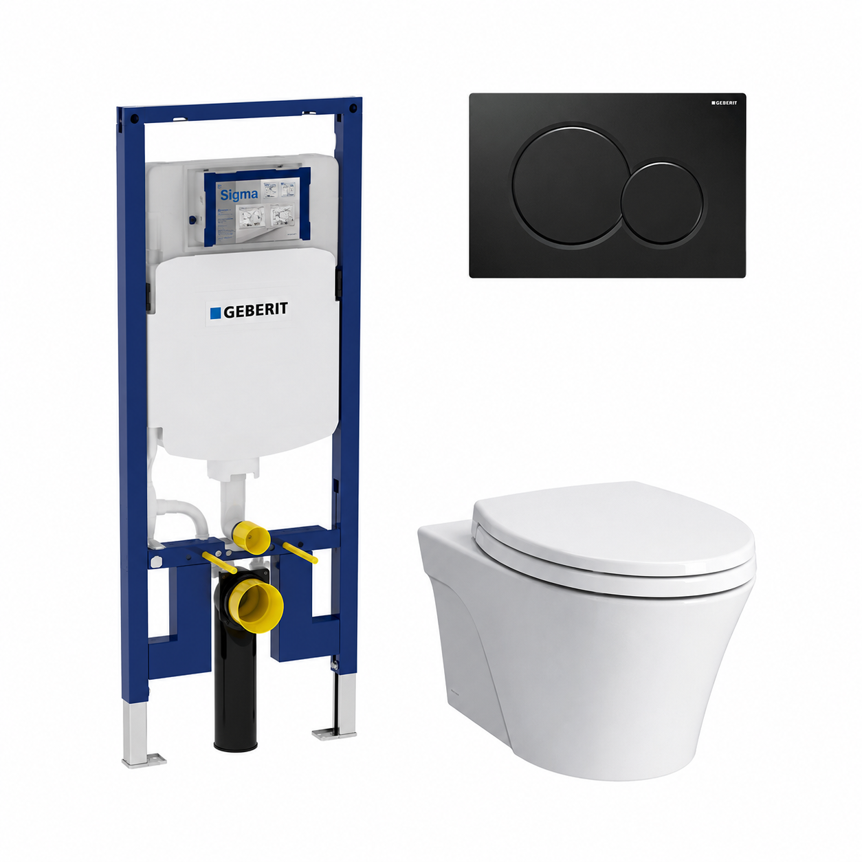 Toto AP Dual-Flush Wall-Mounted Toilet with Geberit Carrier & Seat (1.28/0.9 gpf)