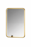 Enigma Framed LED Bathroom Mirror with Shelf – Brushed Gold Stainless Steel