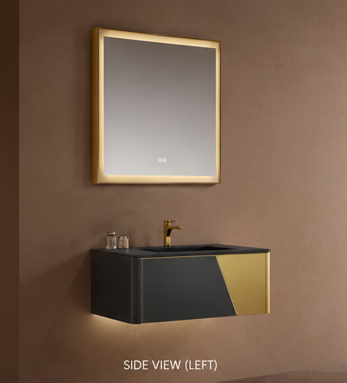Solis Brushed Gold + Dark Gray Single Sink Bathroom Vanity by Godi