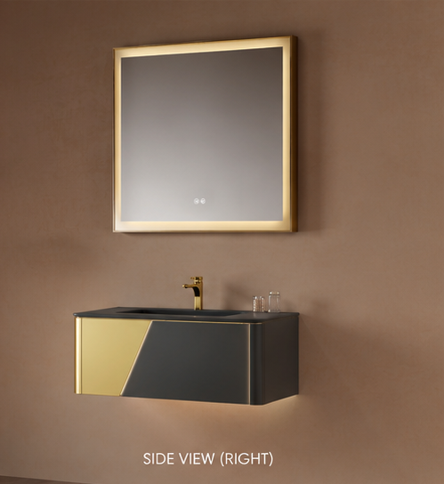 Solis Brushed Gold + Dark Gray Single Sink Bathroom Vanity by Godi