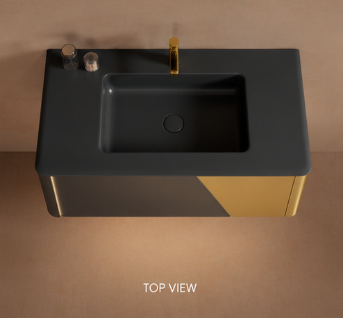 Solis Brushed Gold + Dark Gray Single Sink Bathroom Vanity by Godi