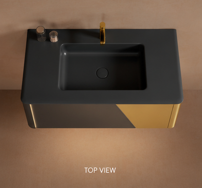 Solis Brushed Gold + Dark Gray Single Sink Bathroom Vanity by Godi