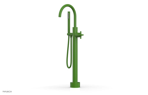 Phylrich BASIC Low Floor Mount Tub Filler - Cross Handle with Hand Shower D131-44-03