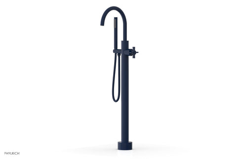 Phylrich BASIC Tall Floor Mount Tub Filler - Cross Handle with Hand Shower D132-44-01