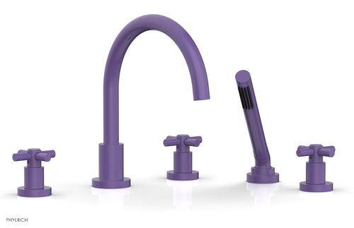 Phylrich BASIC Deck Tub Set with Hand Shower - Tubular Cross Handles D2134C1