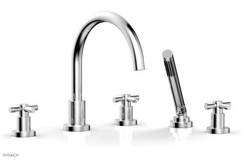 Phylrich BASIC Deck Tub Set with Hand Shower - Tubular Cross Handles D2134C1