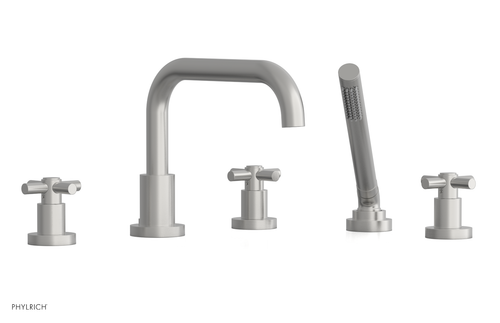Phylrich BASIC Deck Tub Set with Hand Shower - Tubular Cross Handles D2136D1