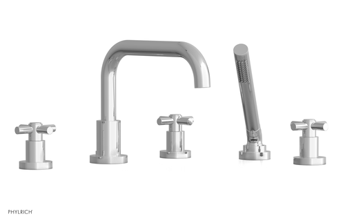 Phylrich BASIC Deck Tub Set with Hand Shower - Tubular Cross Handles D2136D1