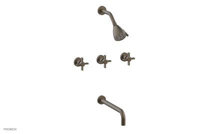 BASIC Three Handle Tub and Shower Set 12" Spout - Blade Cross Handles D2137-12