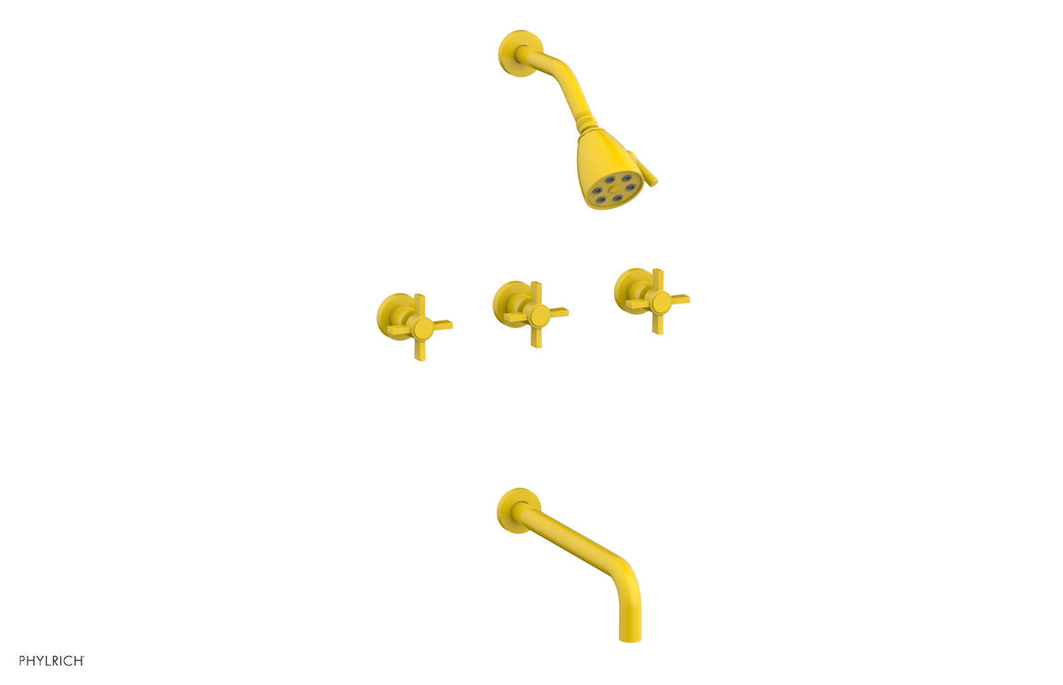 BASIC Three Handle Tub and Shower Set 12" Spout - Blade Cross Handles D2137-12