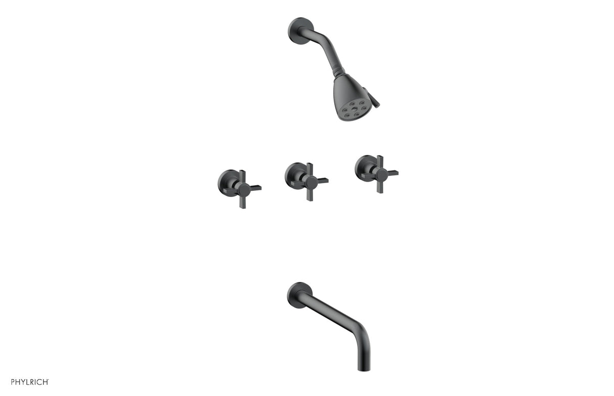 BASIC Three Handle Tub and Shower Set 12" Spout - Blade Cross Handles D2137-12