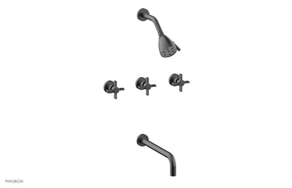 BASIC Three Handle Tub and Shower Set 12" Spout - Blade Cross Handles D2137-12