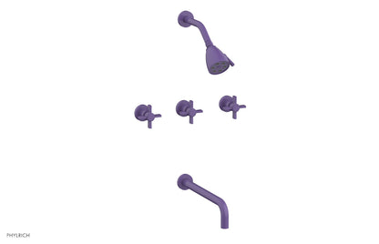 BASIC Three Handle Tub and Shower Set 12" Spout - Blade Cross Handles D2137-12