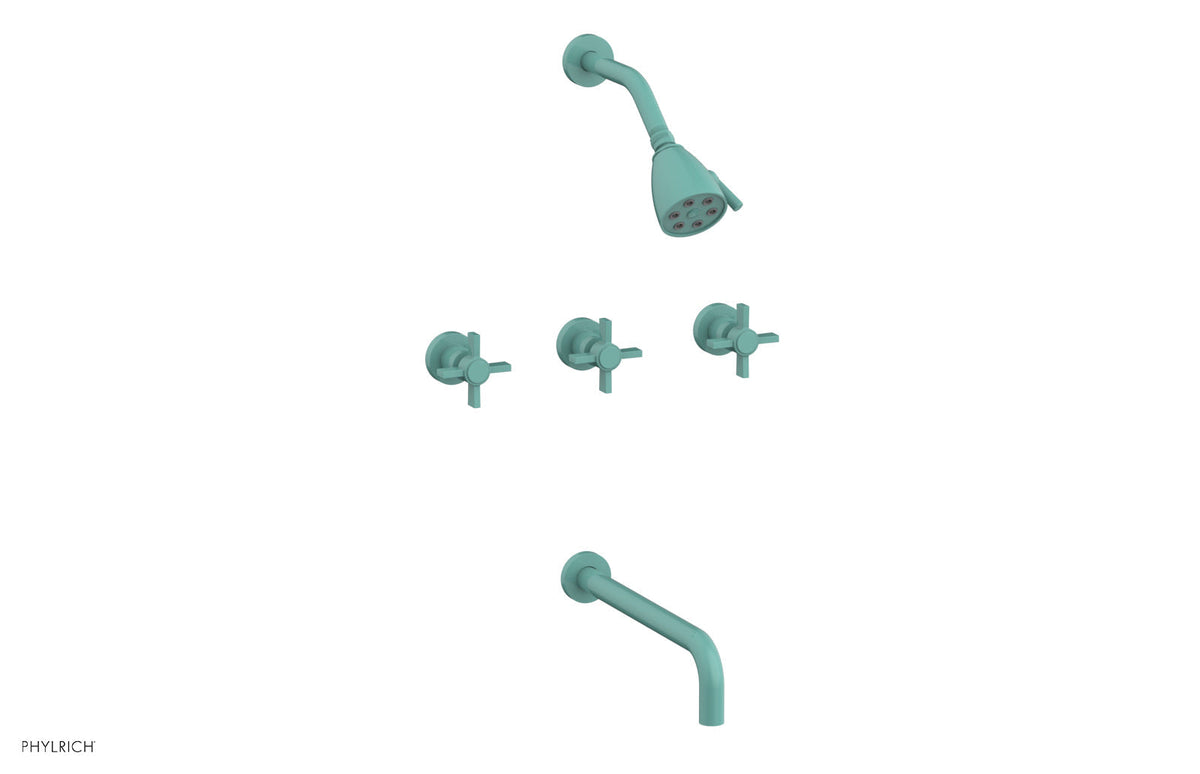 BASIC Three Handle Tub and Shower Set 12" Spout - Blade Cross Handles D2137-12