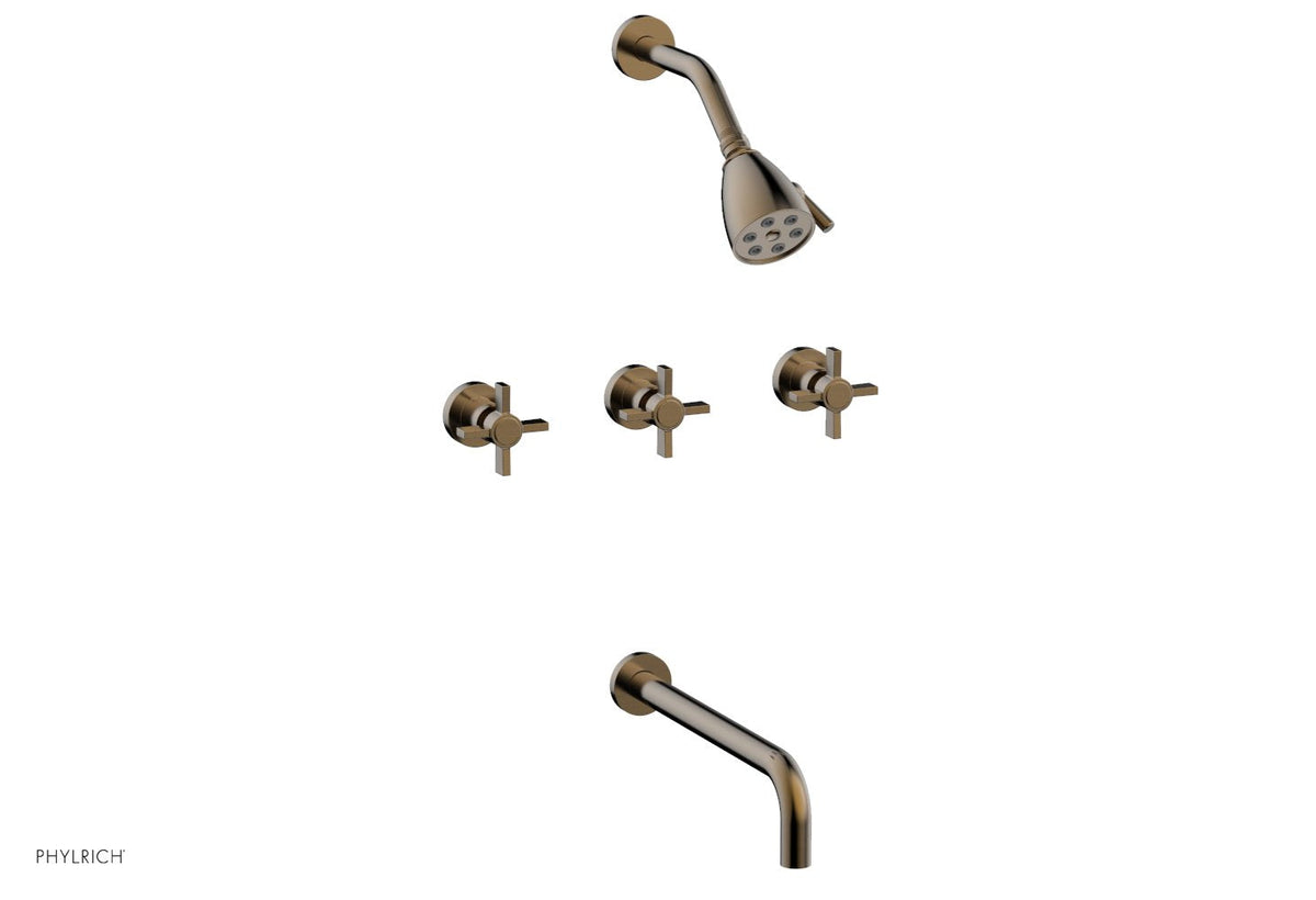 BASIC Three Handle Tub and Shower Set 12" Spout - Blade Cross Handles D2137-12