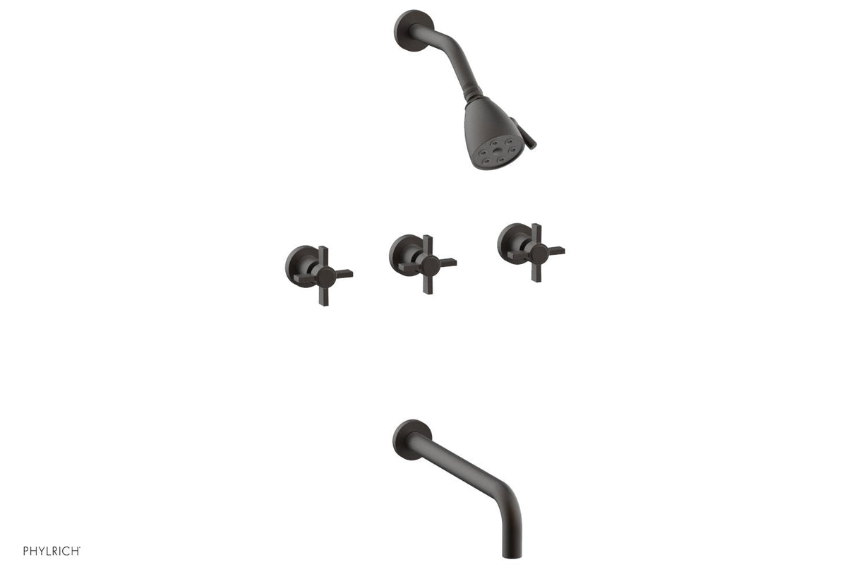 BASIC Three Handle Tub and Shower Set 12" Spout - Blade Cross Handles D2137-12