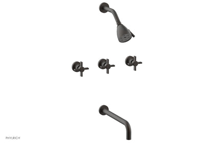 BASIC Three Handle Tub and Shower Set 12" Spout - Blade Cross Handles D2137-12