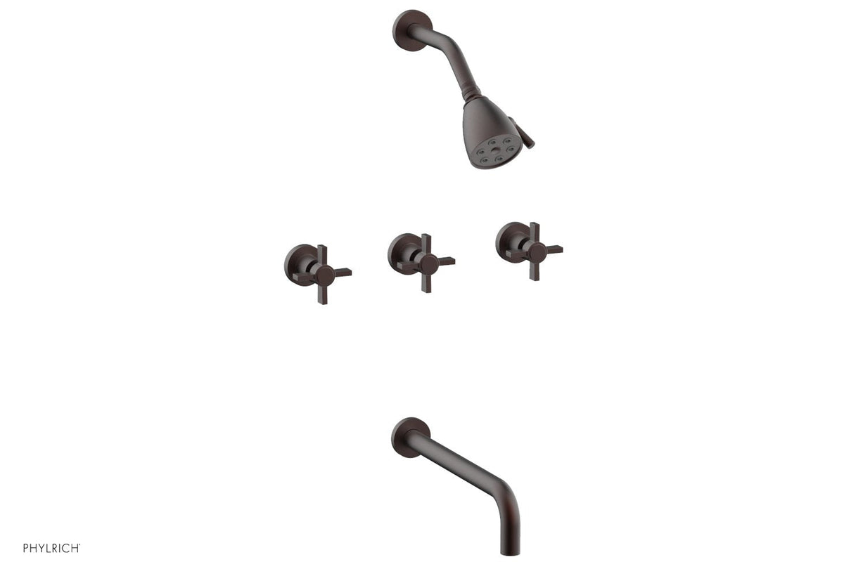 BASIC Three Handle Tub and Shower Set 12" Spout - Blade Cross Handles D2137-12