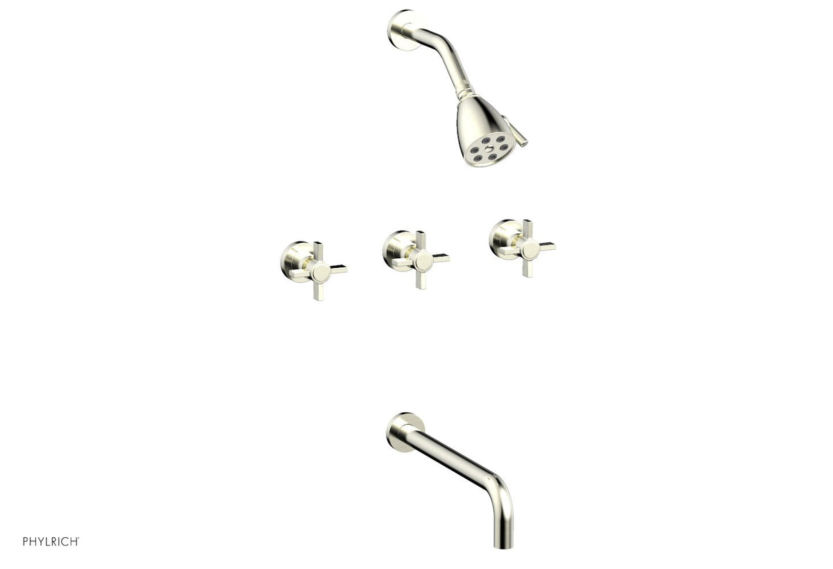 BASIC Three Handle Tub and Shower Set 12" Spout - Blade Cross Handles D2137-12