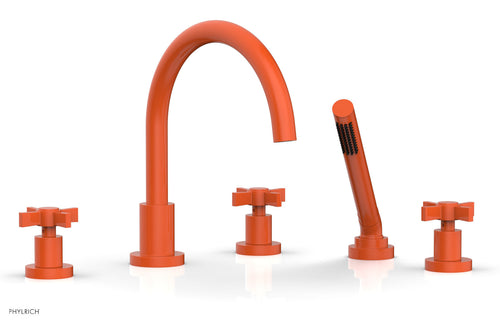 Phylrich BASIC Deck Tub Set with Hand Shower - Blade Cross Handles D2137C1