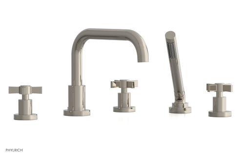 Phylrich BASIC Deck Tub Set with Hand Shower - Blade Cross Handles D2139D1