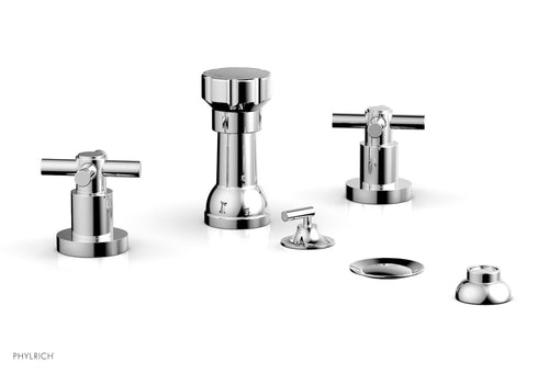 Phylrich BASIC Four Hole Bidet Set - Tubular Cross Handles D4134