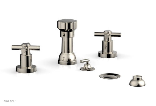 Phylrich BASIC Four Hole Bidet Set - Tubular Cross Handles D4134