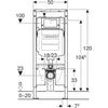 Geberit Duofix element for wall-hung WC, 120 cm, with Alpha concealed cistern 8 cm, for wood frame wall
