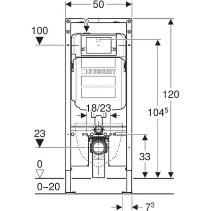 Geberit Duofix element for wall-hung WC, 120 cm, with Alpha concealed cistern 8 cm, for wood frame wall