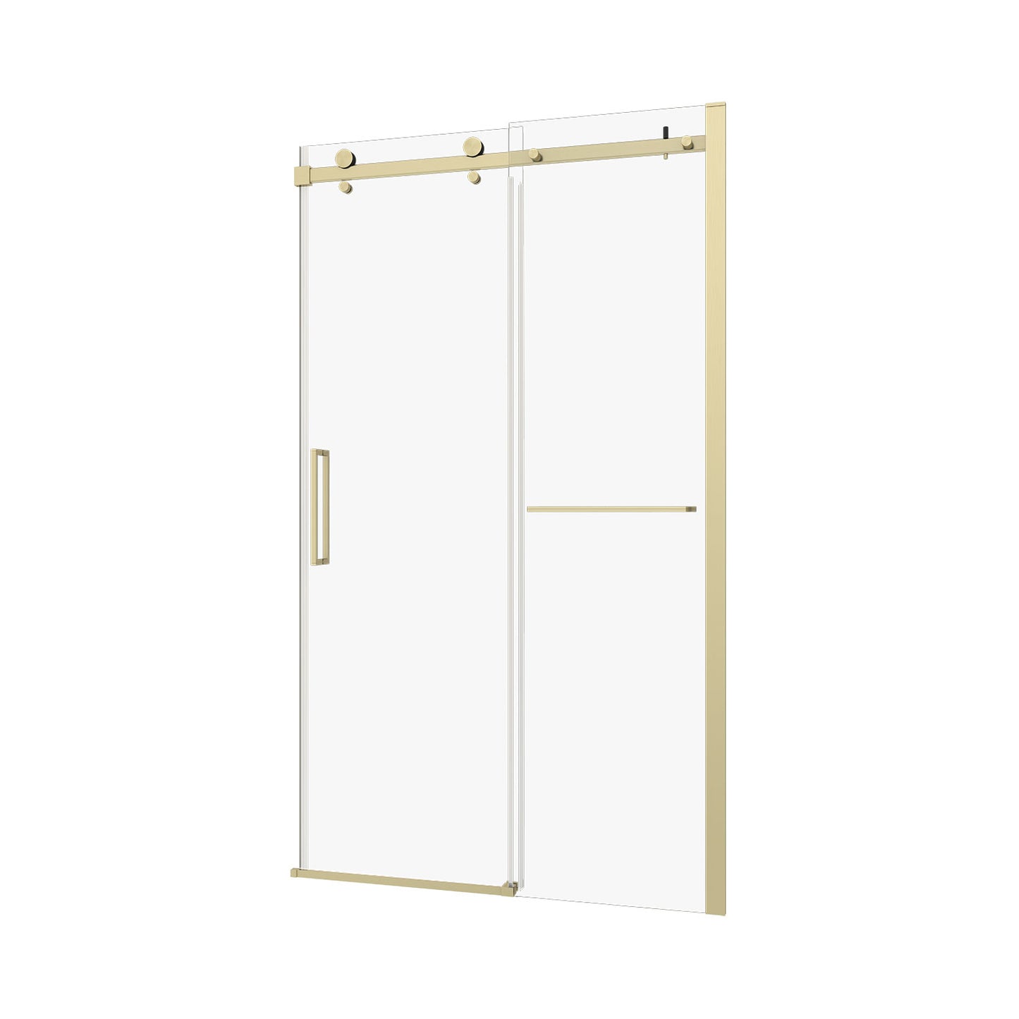 Zitta Shower door 48", in alcove, in brushed gold