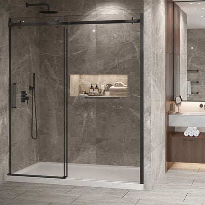 Zitta Shower door 72", in alcove, in brushed gold