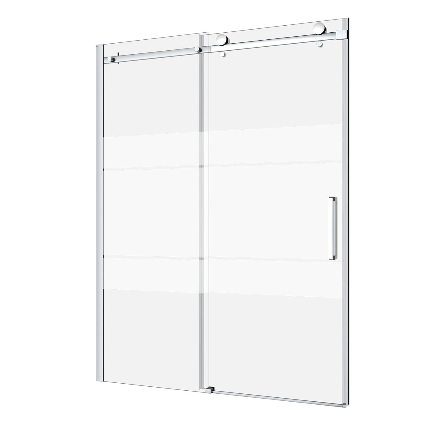 Zitta Shower door 60", in alcove, door on the right, in chrome and frosted glass