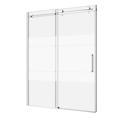 Zitta Shower door 60", in alcove, door on the right, in chrome and frosted glass
