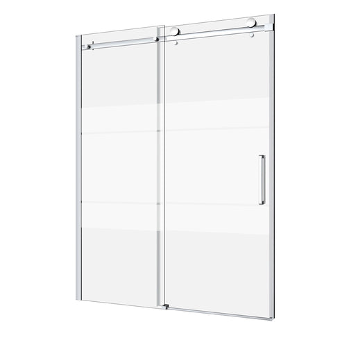 Zitta Shower door 60", in alcove, door on the right, in chrome and frosted glass