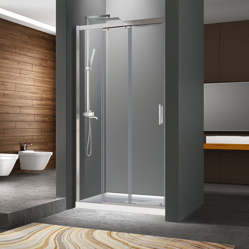 Zitta Shower door 42", in alcove, in chrome